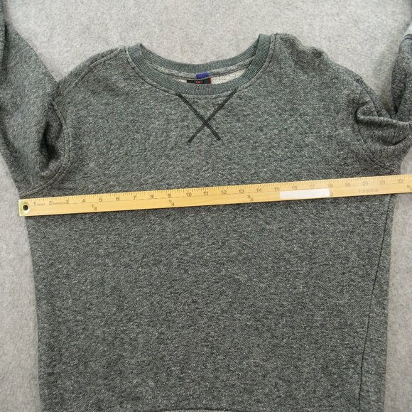 Jared Lang Sweater Mens Large Gray Pullover Knit Crew Neck Elbow Patches - Picture 9 of 13